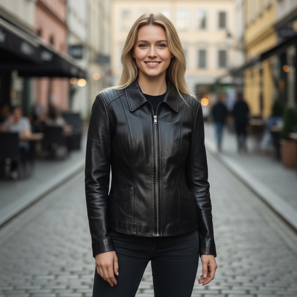 Worthington Women's Genuine Lambskin Luxury Black Leather Jacket Size Small